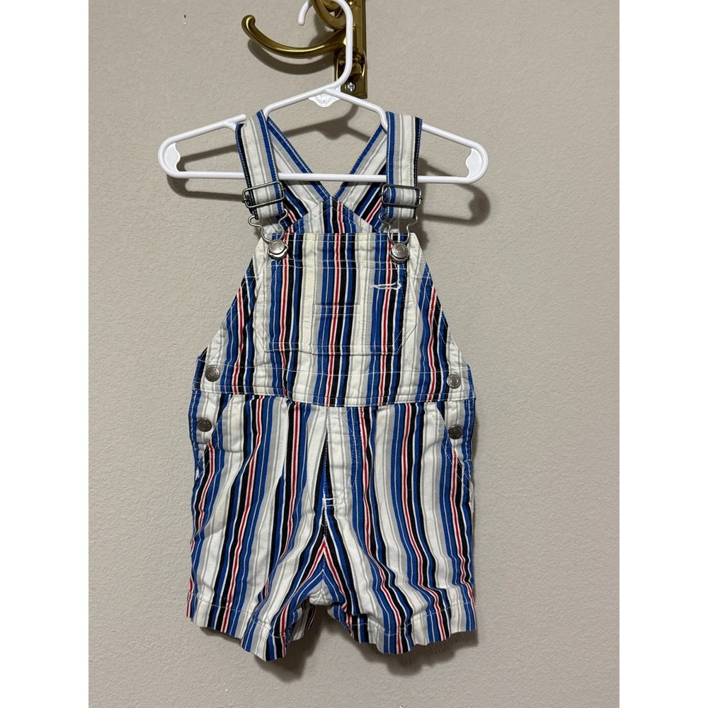 Gymboree Overalls Baby 12-18M Multi Striped Vintage 1998 Gymsport Shortalls